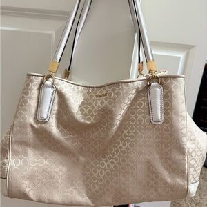 Coach Cream and Gold Shoulder Bag